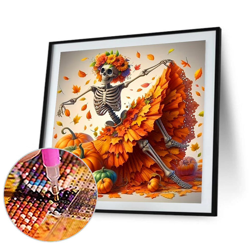 Skeleton Leaf Skirt - Full Round Drill Diamond Painting 40*40CM