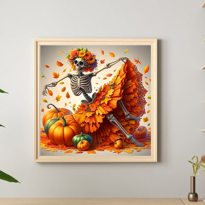 Skeleton Leaf Skirt - Full Round Drill Diamond Painting 40*40CM