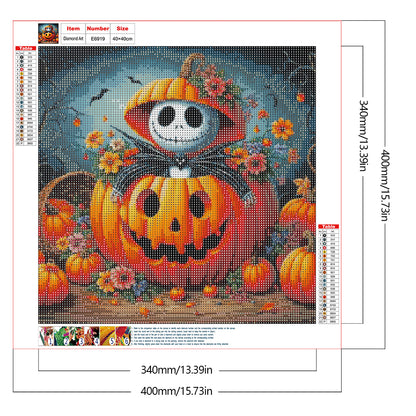 Halloween Pumpkin Skeleton - Full Round Drill Diamond Painting 40*40CM