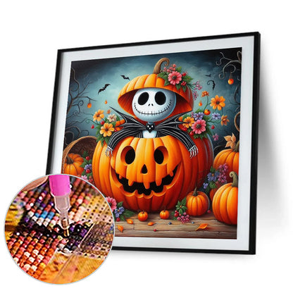Halloween Skull Pumpkin - Full Round Drill Diamond Painting 40*40CM