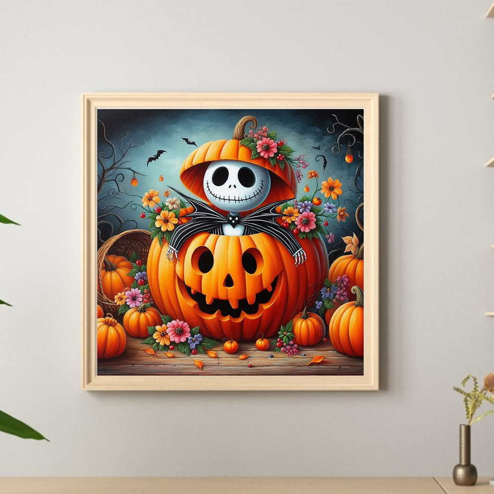 Halloween Skull Pumpkin - Full Round Drill Diamond Painting 40*40CM