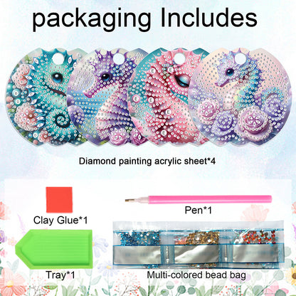 8pcs Seahorse Owl DIY Diamond Art Cup Lid Accessories Bling Tumbler Lid Plate