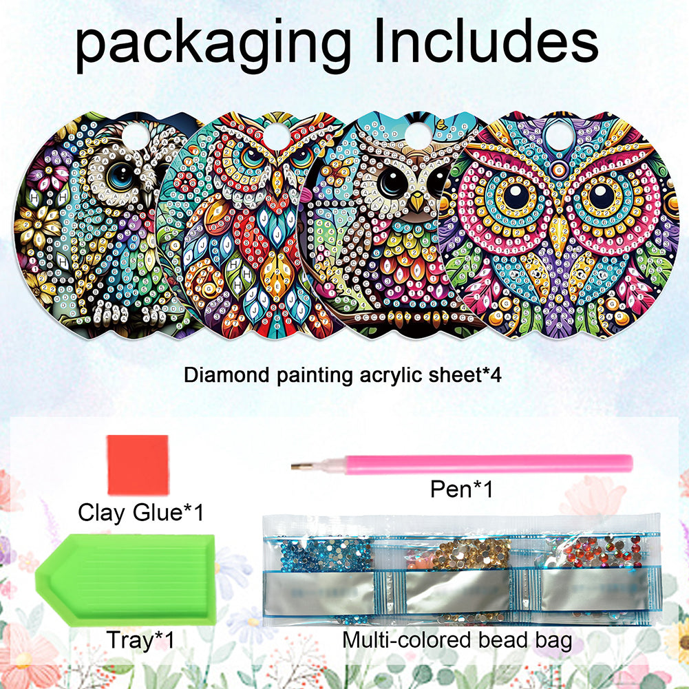 8pcs Seahorse Owl DIY Diamond Art Cup Lid Accessories Bling Tumbler Lid Plate