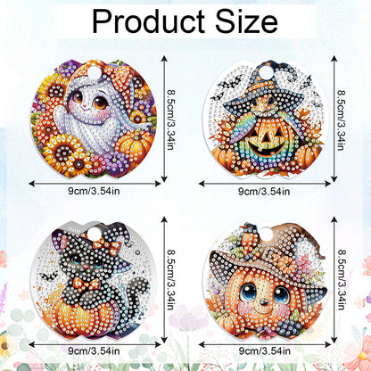 8pcs Christmas Halloween DIY Diamond Art Cup Lid Accessories Tumbler Lid Plate
