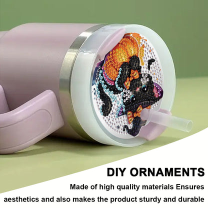 8pcs Christmas Halloween DIY Diamond Art Cup Lid Accessories Tumbler Lid Plate