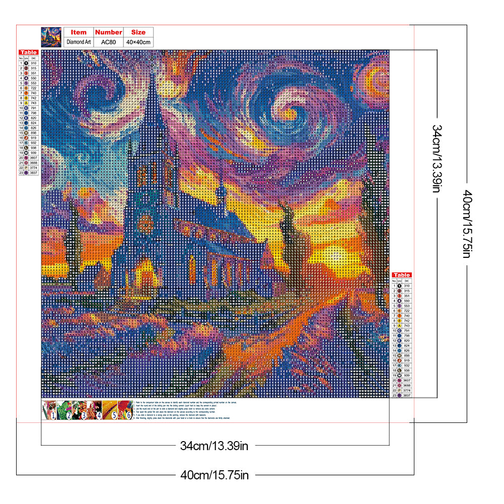 Scenic Starry Sky - Full Round Drill Diamond Painting 40*40CM