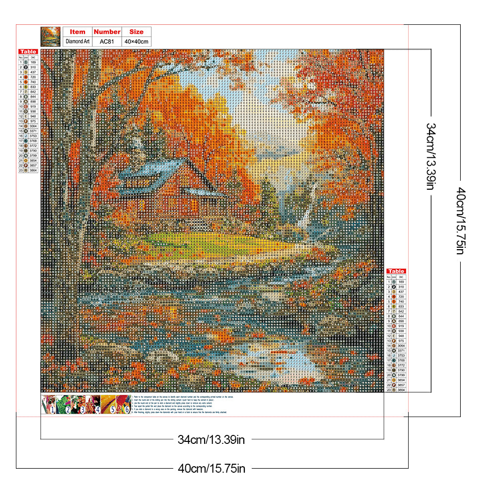 Fallen Leaves Scenery - Full Round Drill Diamond Painting 40*40CM