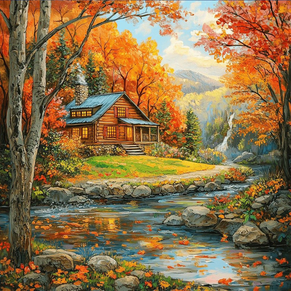 Fallen Leaves Scenery - Full Round Drill Diamond Painting 40*40CM