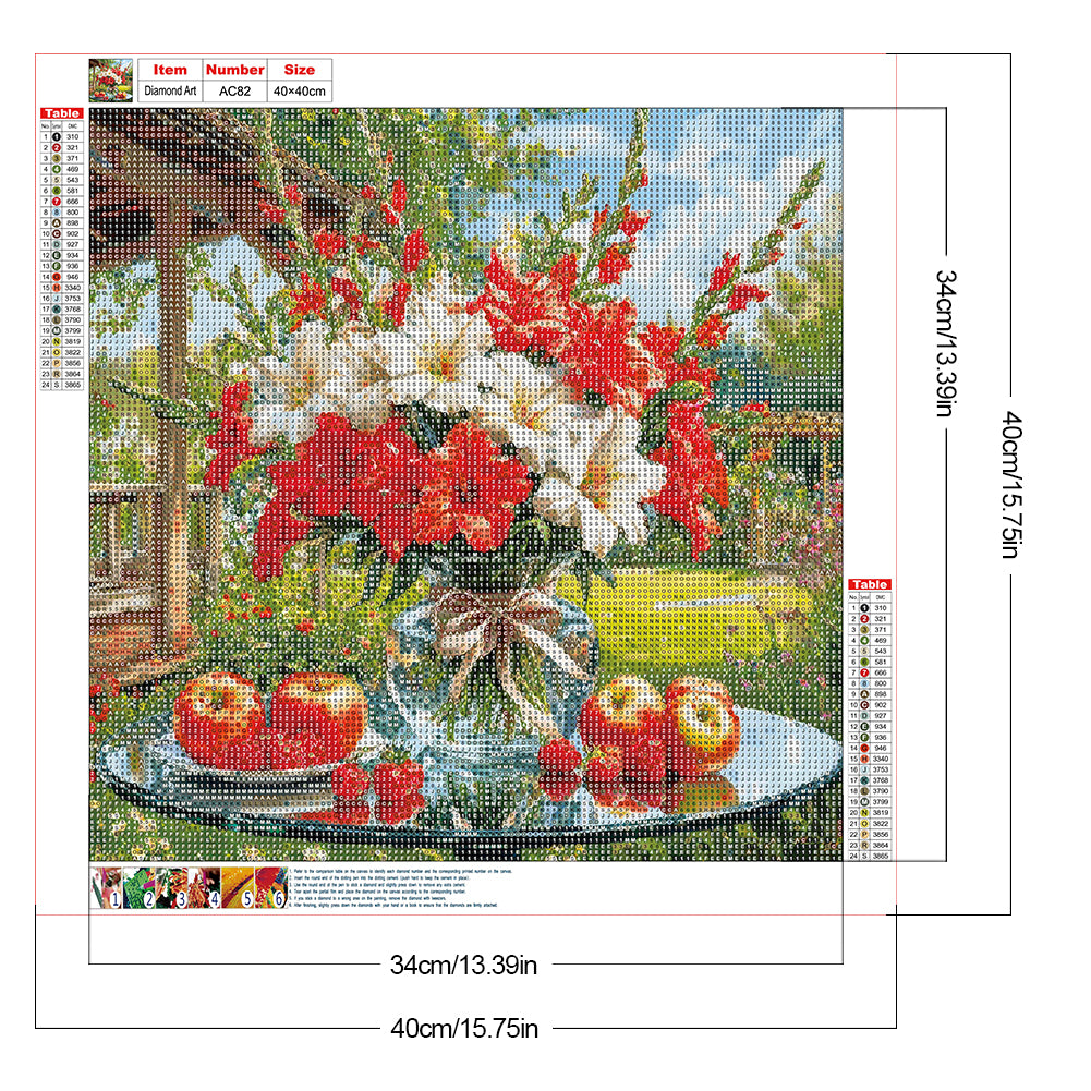 Flower Garden Scenery - Full Round Drill Diamond Painting 40*40CM