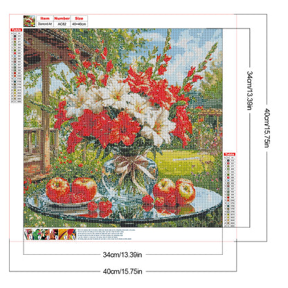 Flower Garden Scenery - Full Round Drill Diamond Painting 40*40CM