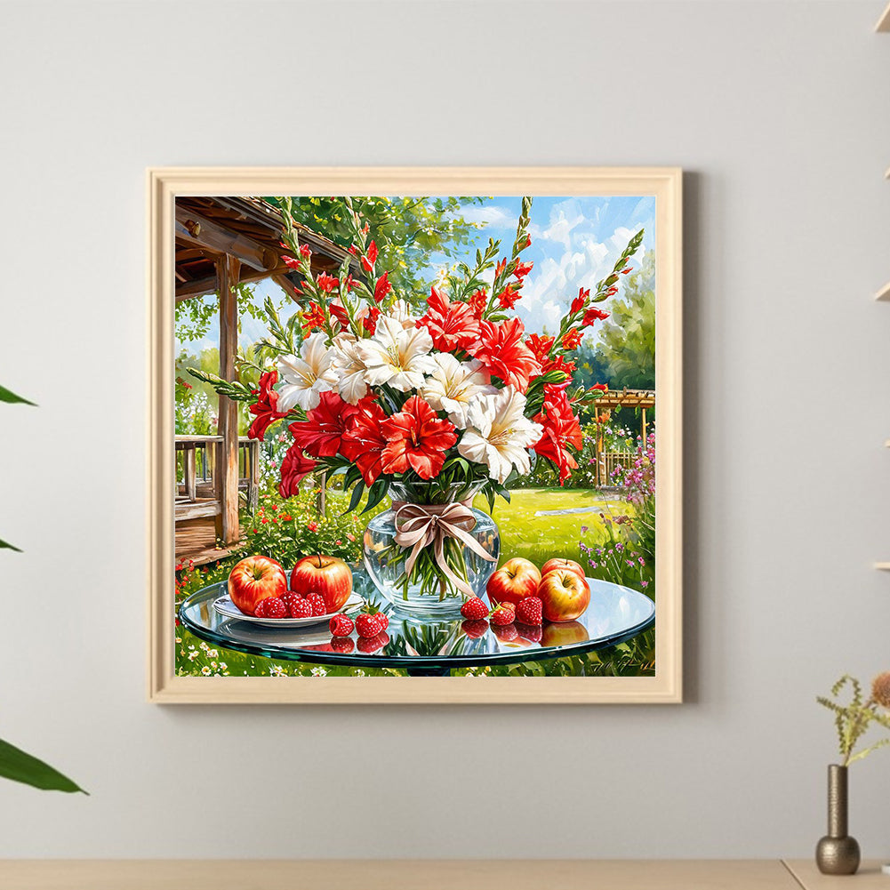 Yard Flower Scenery - Full Round Drill Diamond Painting 40*40CM