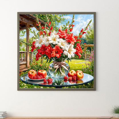 Flower Garden Scenery - Full Round Drill Diamond Painting 40*40CM