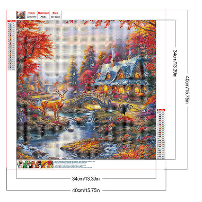 Forest Scenery - Full Round Drill Diamond Painting 40*40CM