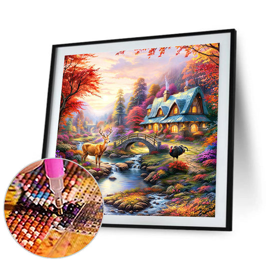 Forest Scenery - Full Round Drill Diamond Painting 40*40CM