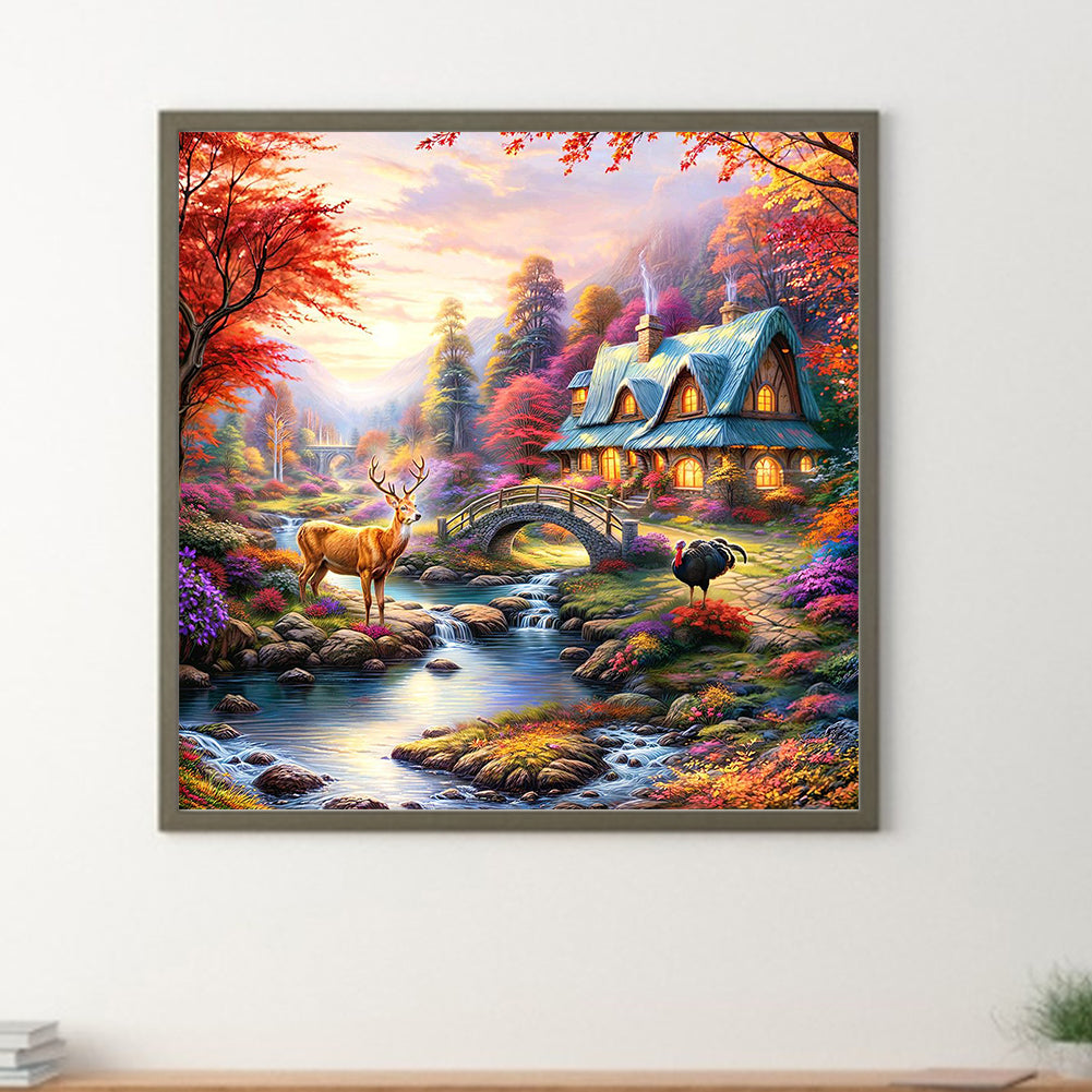 Forest Scenery - Full Round Drill Diamond Painting 40*40CM