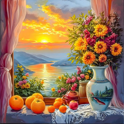 Sunset Outside The Window - Full Round Drill Diamond Painting 40*40CM