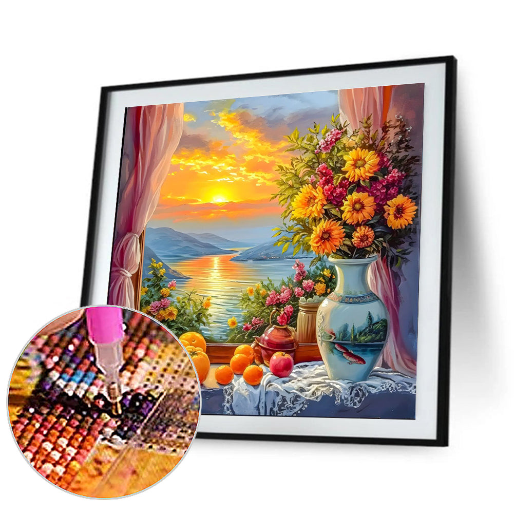 Sunset Outside The Window - Full Round Drill Diamond Painting 40*40CM