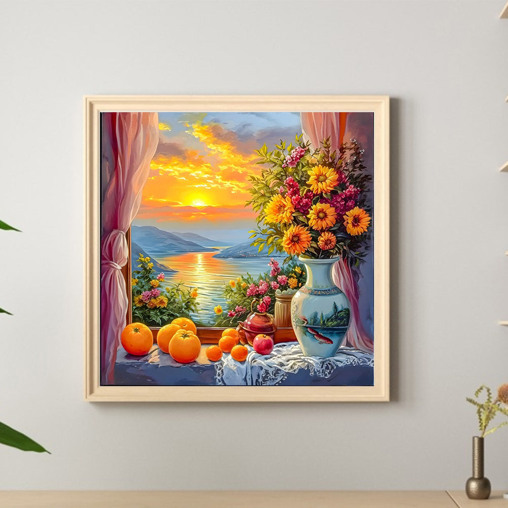 Sunset Outside The Window - Full Round Drill Diamond Painting 40*40CM