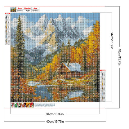 Snowy Mountain Autumn Scenery - Full Round Drill Diamond Painting 40*40CM
