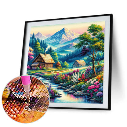 Creek Cabin - Full Round Drill Diamond Painting 40*40CM