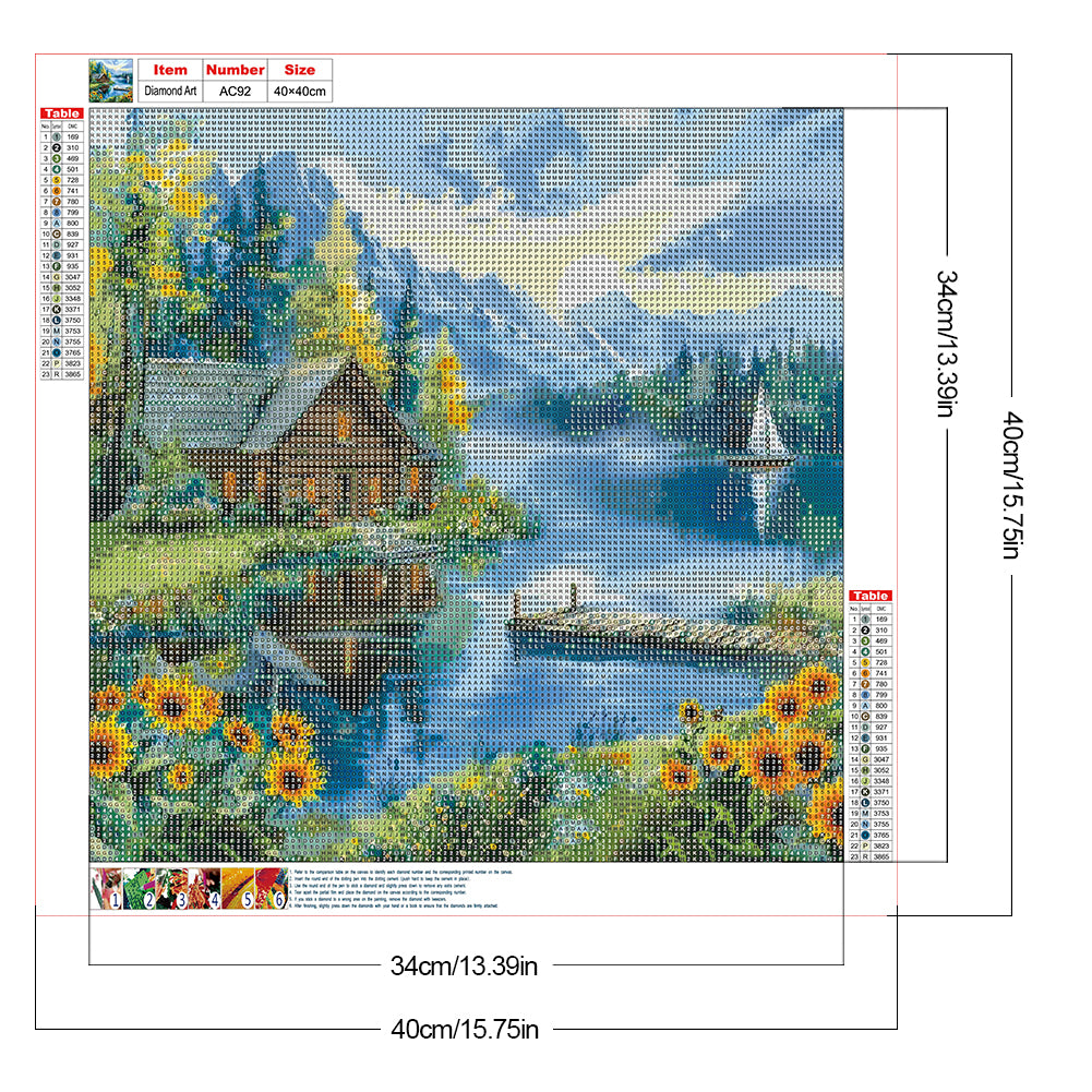 Lakeside Scenery - Full Round Drill Diamond Painting 40*40CM
