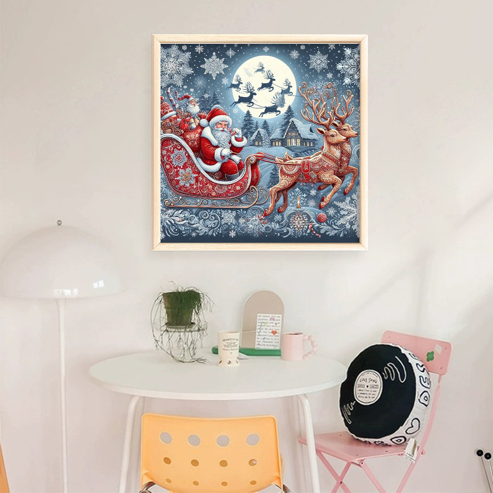 Santa Claus Driving - 11CT Stamped Cross Stitch 50*50CM
