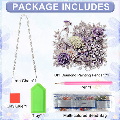 2D Flat DIY Peacock Diamond Art Pendant Diamond Painting Set Home Decoration
