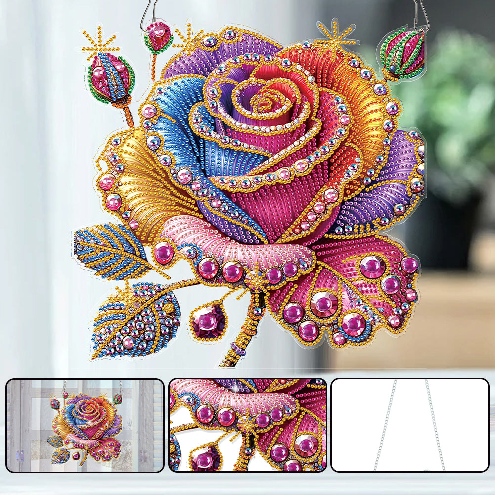 2D Flat DIY Rose Diamond Art Pendant Diamond Painting Set Home Decoration Crafts