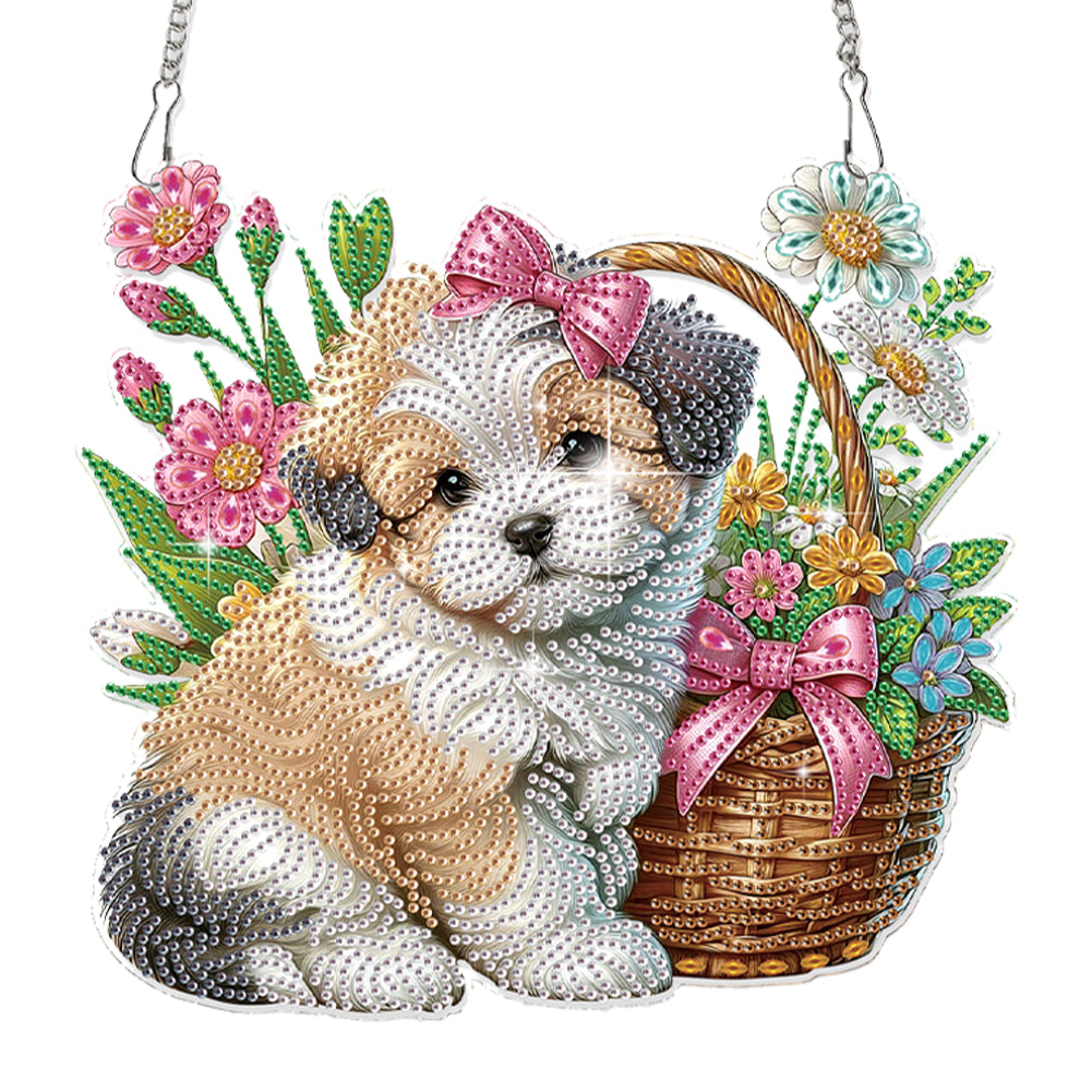 2D Flat DIY Puppy Diamond Art Pendant Diamond Painting Set Home Decoration Craft