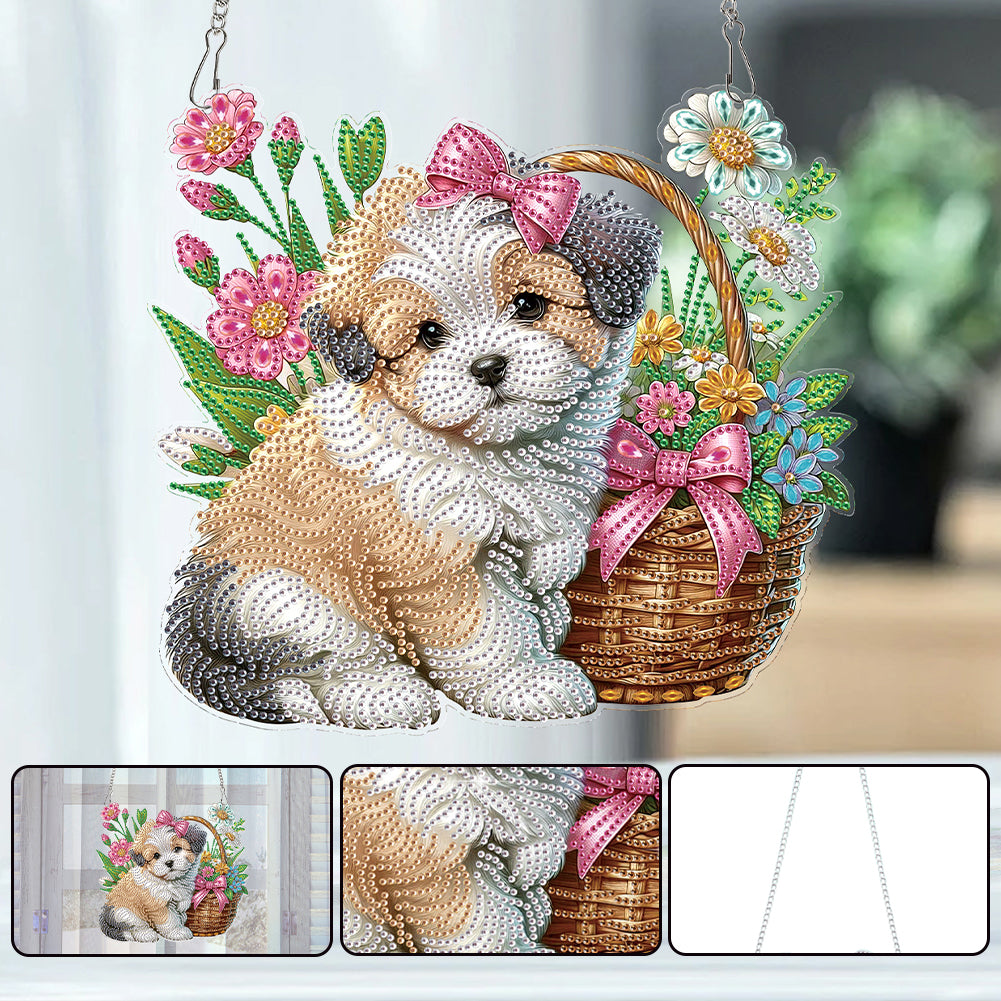 2D Flat DIY Puppy Diamond Art Pendant Diamond Painting Set Home Decoration Craft