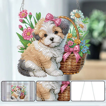 2D Flat DIY Puppy Diamond Art Pendant Diamond Painting Set Home Decoration Craft