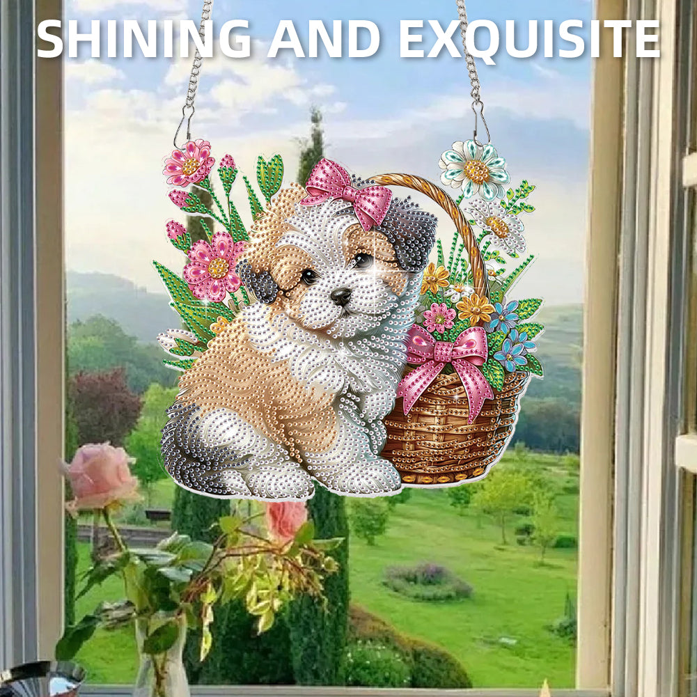 2D Flat DIY Puppy Diamond Art Pendant Diamond Painting Set Home Decoration Craft