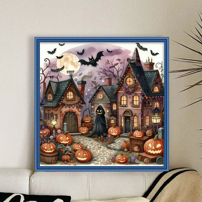 Halloween Haunted House - 11CT Stamped Cross Stitch 40*40CM