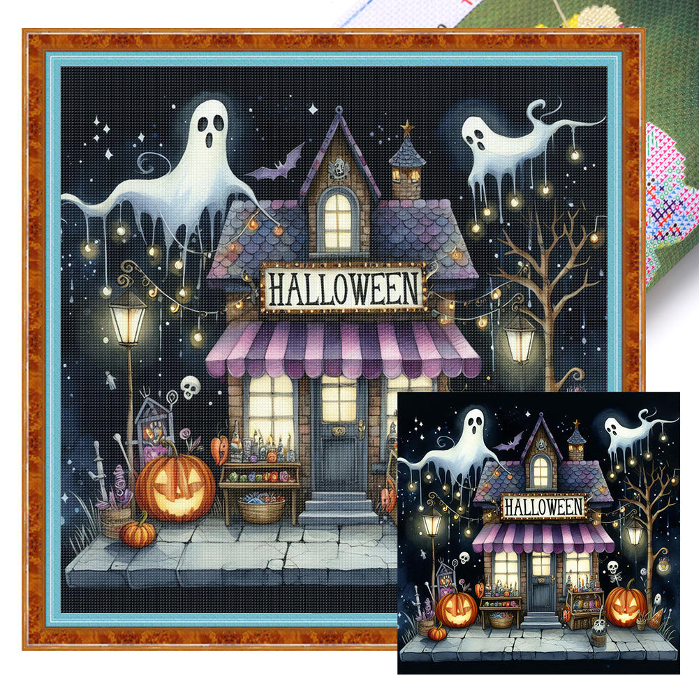 Halloween Shop - 11CT Stamped Cross Stitch 40*40CM