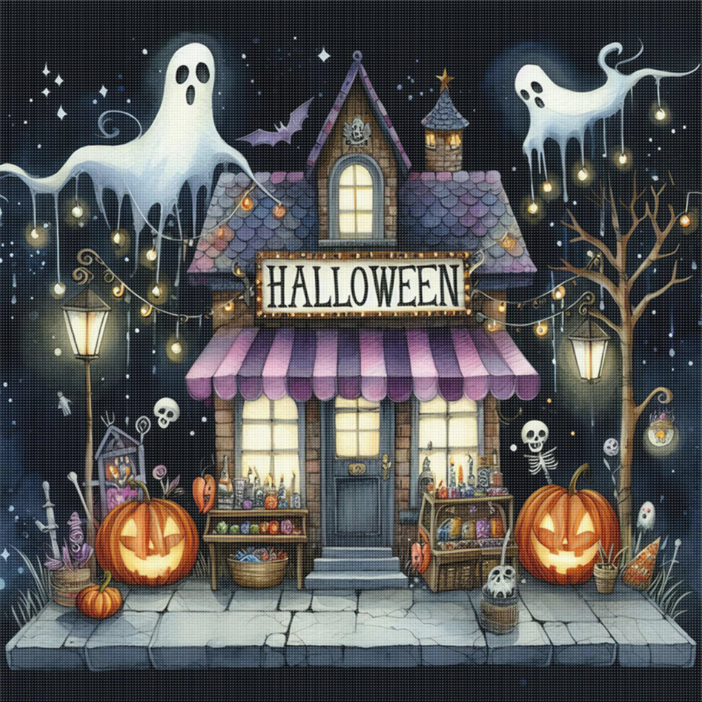 Halloween Shop - 11CT Stamped Cross Stitch 40*40CM