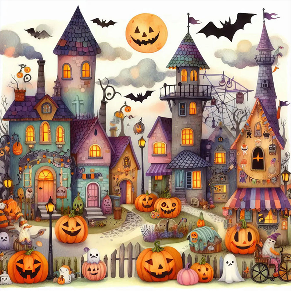 Halloween Town - 11CT Stamped Cross Stitch 40*40CM