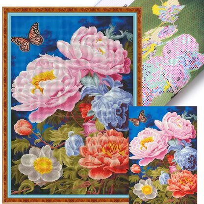 Peony - 11CT Stamped Cross Stitch 50*70CM (Mona Lisa Brand)