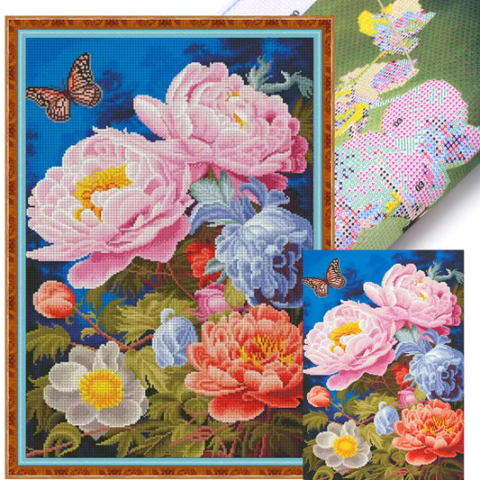 Peony - 11CT Stamped Cross Stitch 50*70CM (Mona Lisa Brand)