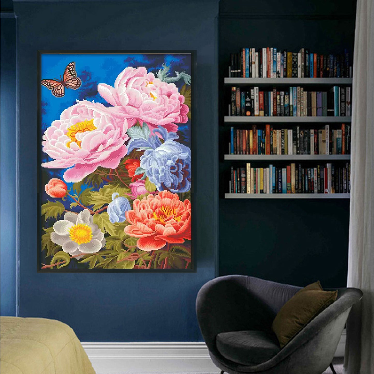 Peony - 11CT Stamped Cross Stitch 50*70CM (Mona Lisa Brand)