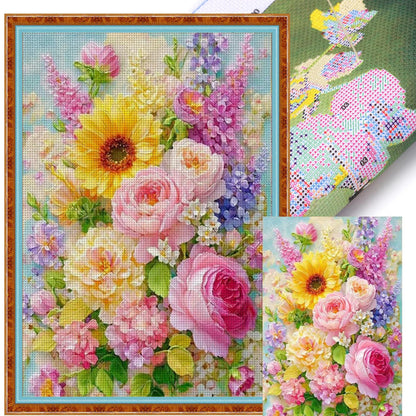 Floral Blossoms - 11CT Stamped Cross Stitch 55*75CM (Mona Lisa Brand)