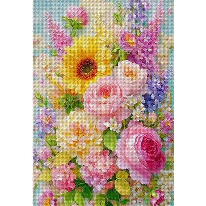 Floral Blossoms - 11CT Stamped Cross Stitch 55*75CM (Mona Lisa Brand)