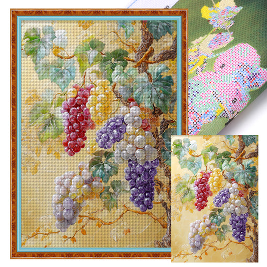 Family And Fortune Grapes - 11CT Stamped Cross Stitch 50*70CM(Mona Lisa Brand)