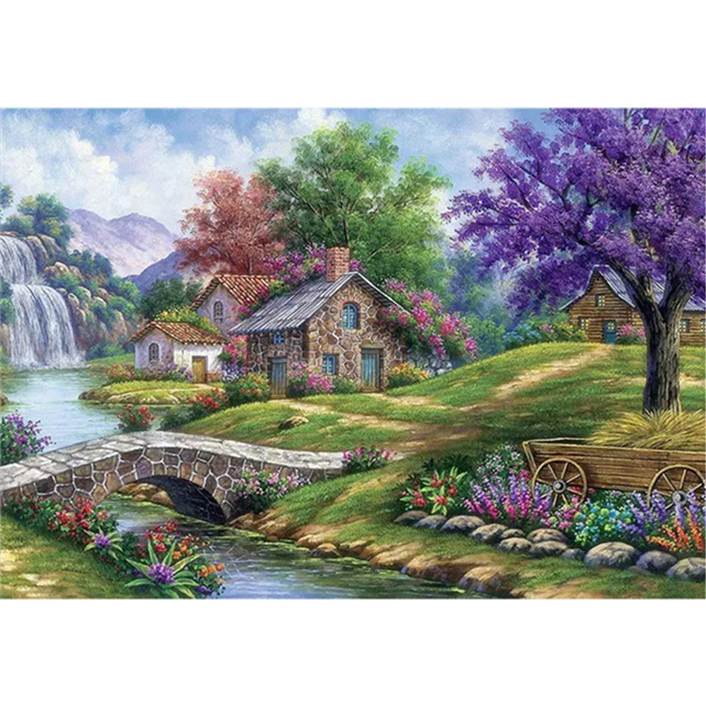 Spring House - 11CT Stamped Cross Stitch 60*45CM