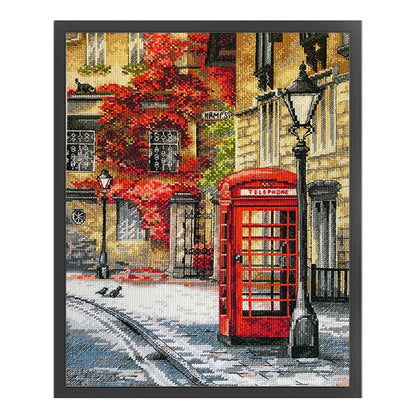Telephone Booth - 11CT Stamped Cross Stitch 45*55CM£¨Spring£©