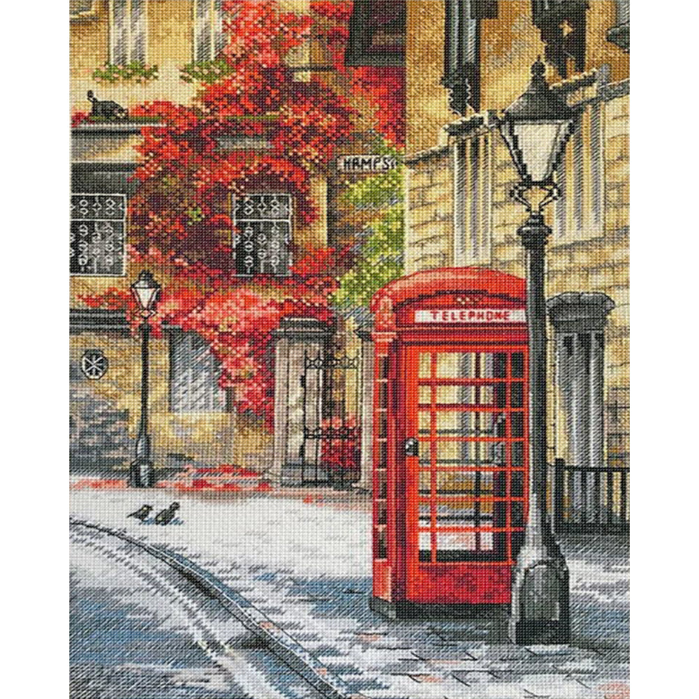 Telephone Booth - 11CT Stamped Cross Stitch 45*55CM£¨Spring£©