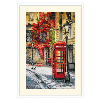 Telephone Booth - 14CT Stamped Cross Stitch 33*45CM£¨Egyptian cotton£©£¨Spring£©