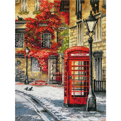 Telephone Booth - 14CT Stamped Cross Stitch 33*45CM£¨Egyptian cotton£©£¨Spring£©