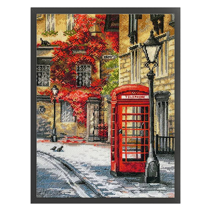 Telephone Booth - 14CT Stamped Cross Stitch 33*45CM£¨Egyptian cotton£©£¨Spring£©