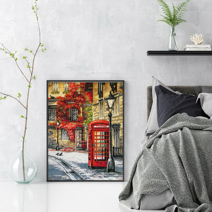 Telephone Booth - 14CT Stamped Cross Stitch 33*45CM£¨Egyptian cotton£©£¨Spring£©