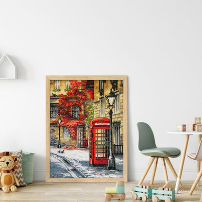 Telephone Booth - 14CT Stamped Cross Stitch 33*45CM£¨Egyptian cotton£©£¨Spring£©